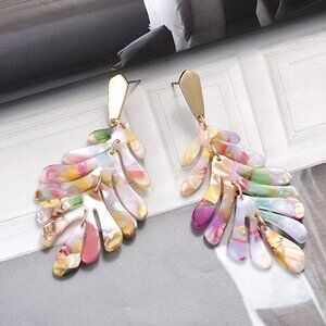 Statement Leaf Drop Dangle Earrings